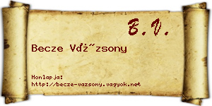Becze Vázsony névjegykártya